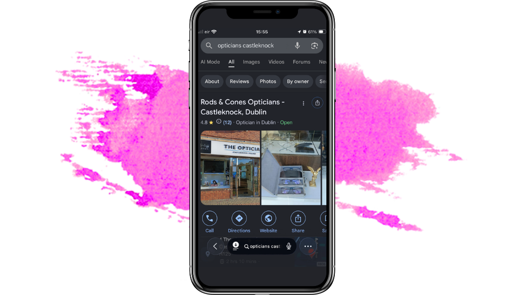Local SEO result for opticians in Castleknock Dublin